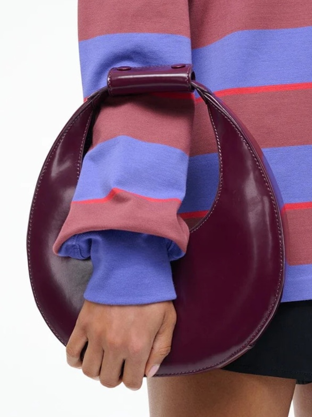 NWT Staud Mini Moon Purse in Syrah Burgundy Leather, Crossbody Bag , brand NEW - Picture 10 of 16